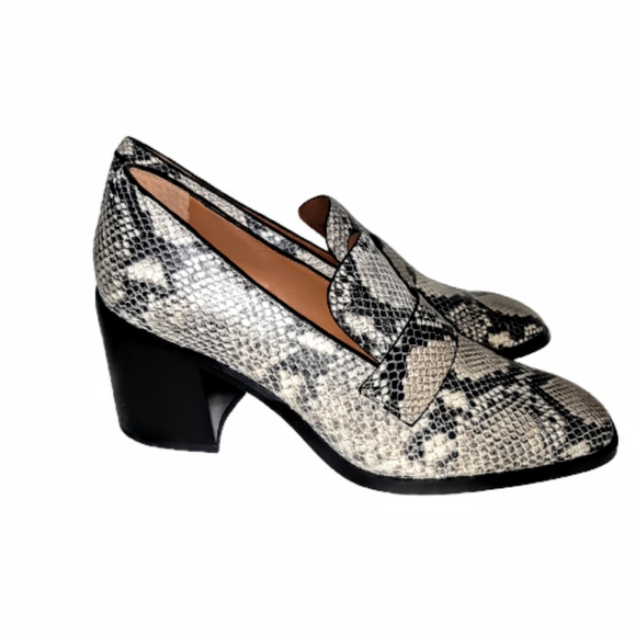 Franco Sarto Renato Loafer Pump Block Heel Chunky Brown Faux Snake Skin size 9… - Picture 3 of 7